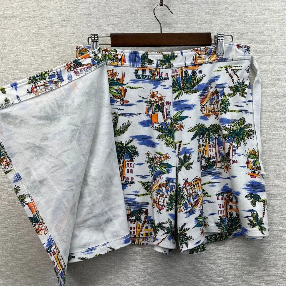 White Stag‎ Skort Women Large Vintage Y2K Tropical Palm Tree Wrap Skirt Short